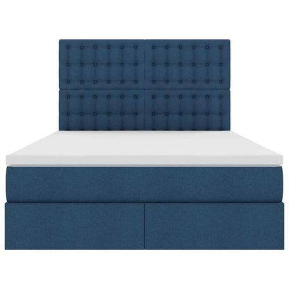 Letto con contenitore LED e materasso Blu 140 x 200 cm Tessuto | homemem39