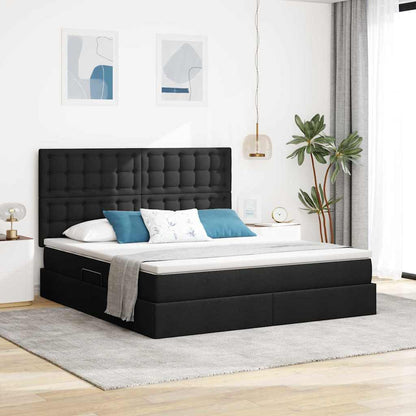Letto con contenitore LED e materasso Nero 160 x 200 cm Tessuto | homemem39