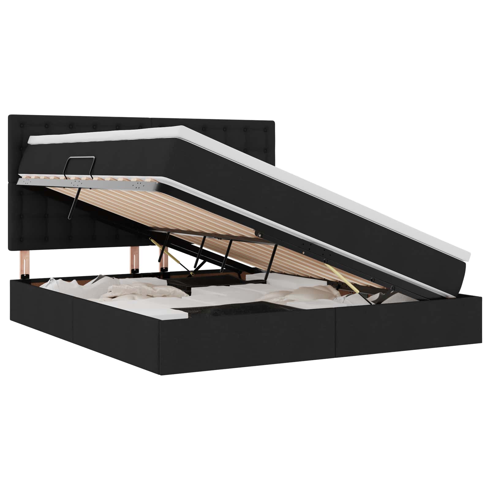 Letto con contenitore LED e materasso Nero 160 x 200 cm Tessuto | homemem39