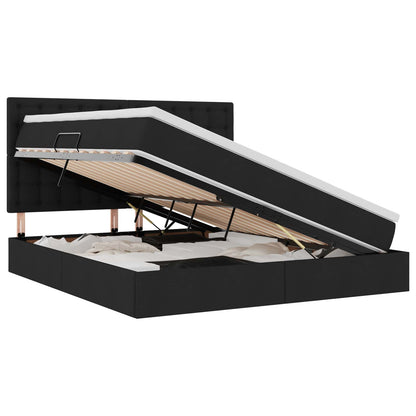 Letto con contenitore LED e materasso Nero 160 x 200 cm Tessuto | homemem39