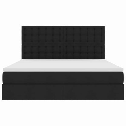Letto con contenitore LED e materasso Nero 160 x 200 cm Tessuto | homemem39