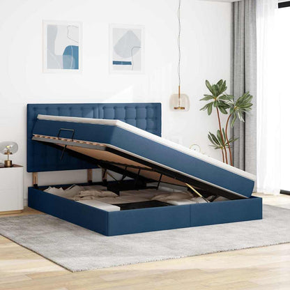 Letto con contenitore LED e materasso Blu 160 x 200 cm Tessuto | homemem39