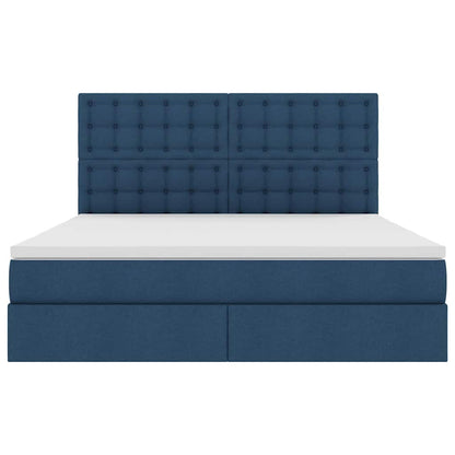 Letto con contenitore LED e materasso Blu 160 x 200 cm Tessuto | homemem39