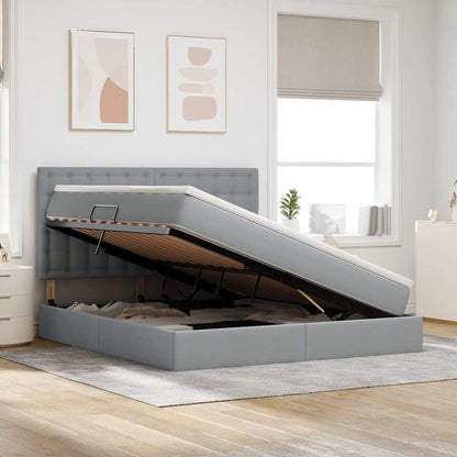 Letto con testiera Grigio chiaro 180 x 200 cm Tessuto