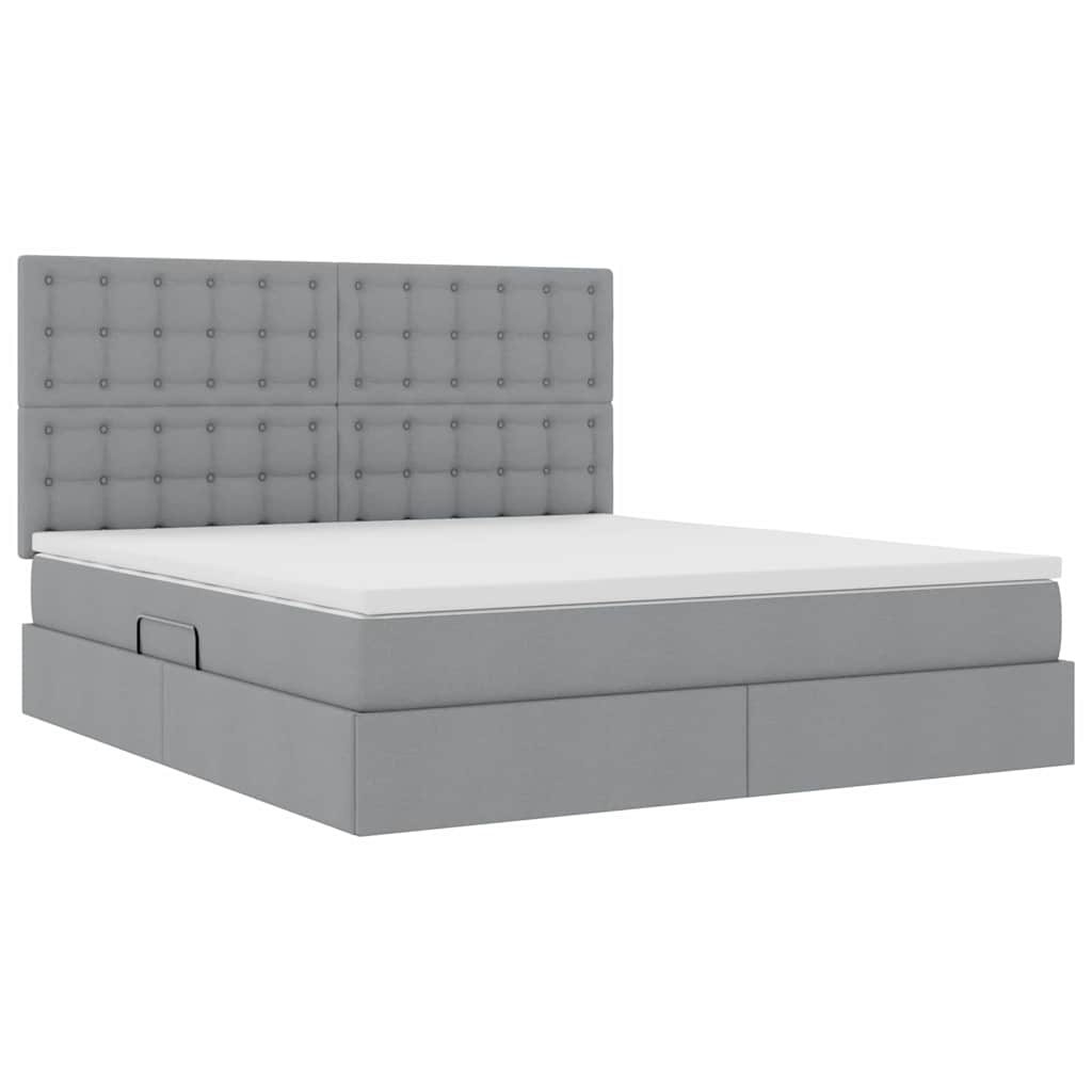 Letto con testiera Grigio chiaro 180 x 200 cm Tessuto