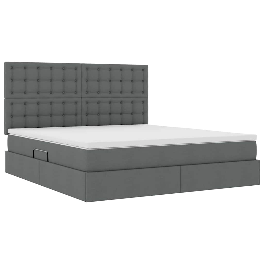 Letto con testiera Grigio scuro 180 x 200 cm Tessuto