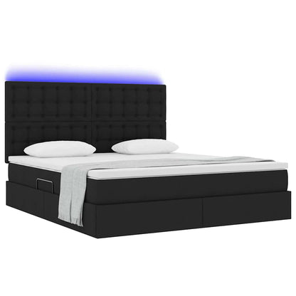Letto con contenitore LED e materasso Nero 180 x 200 cm Tessuto | homemem39