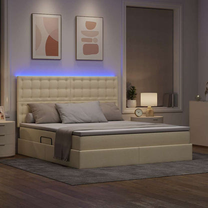 Letto con contenitore e LED Crema 180 x 200 cm Poliestere