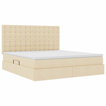 Letto con contenitore e LED Crema 180 x 200 cm Poliestere