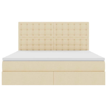 Letto con contenitore e LED Crema 180 x 200 cm Poliestere