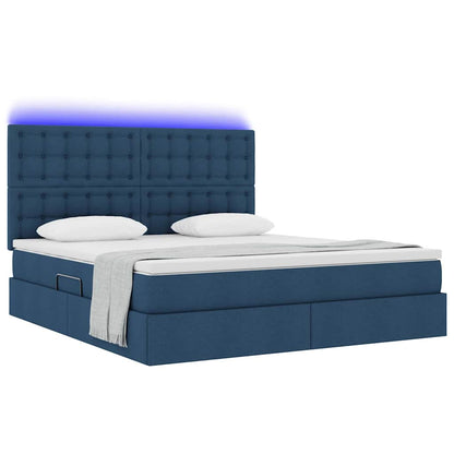 Letto con contenitore e LED Blu 180 x 200 cm Poliestere