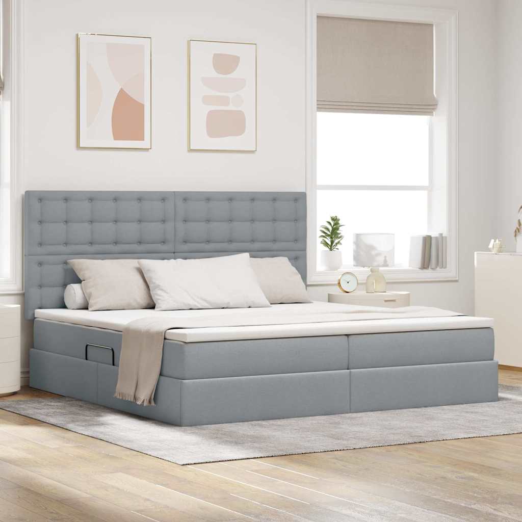 Letto con contenitore LED e materasso Grigio Chiaro | homemem39