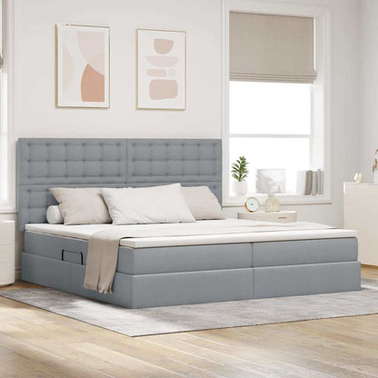 Letto con testiera Grigio chiaro 200 x 200 cm Tessuto