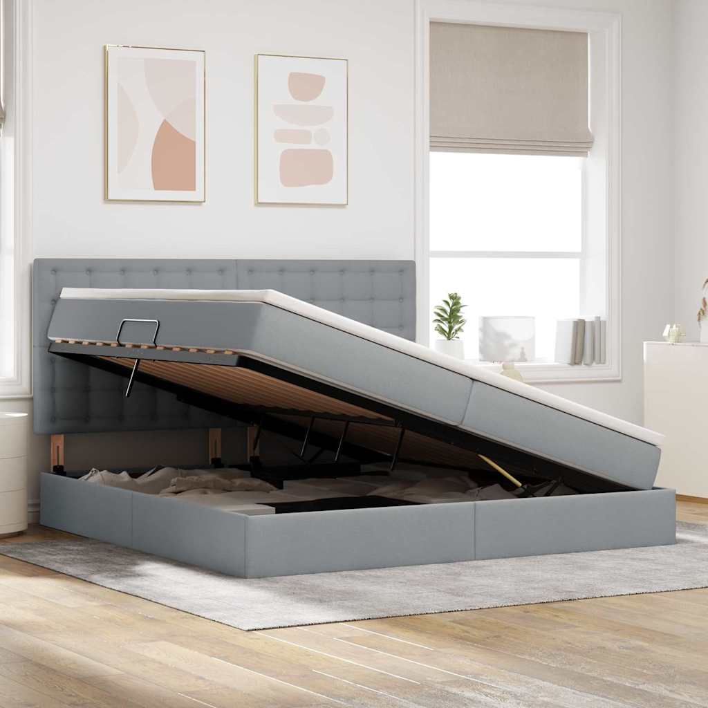 Letto con contenitore LED e materasso Grigio Chiaro | homemem39