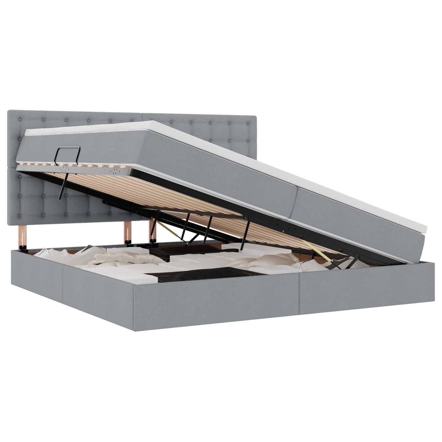 Letto con testiera Grigio chiaro 200 x 200 cm Tessuto