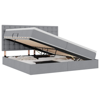 Letto con testiera Grigio chiaro 200 x 200 cm Tessuto