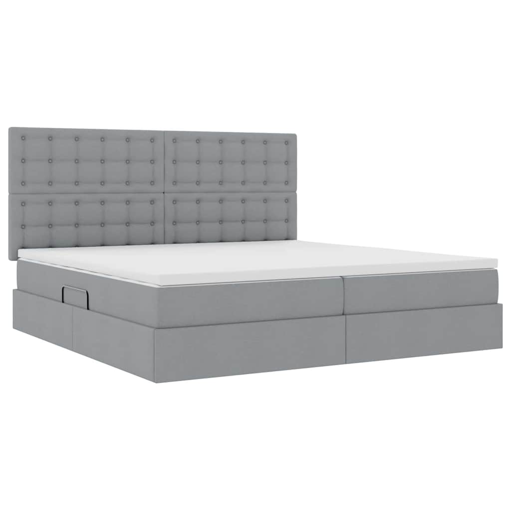 Letto con testiera Grigio chiaro 200 x 200 cm Tessuto