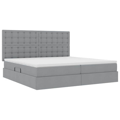 Letto con testiera Grigio chiaro 200 x 200 cm Tessuto