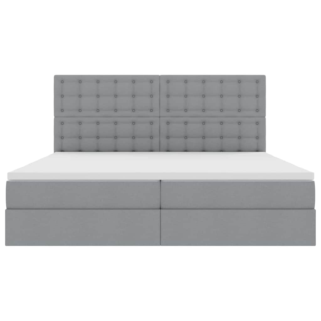 Letto con testiera Grigio chiaro 200 x 200 cm Tessuto