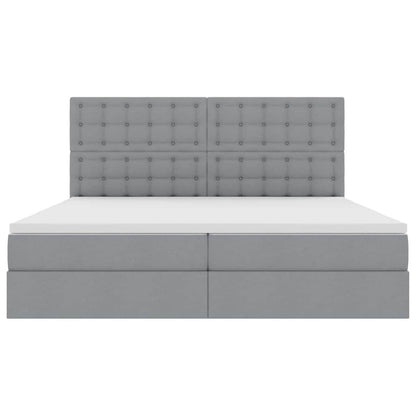 Letto con testiera Grigio chiaro 200 x 200 cm Tessuto