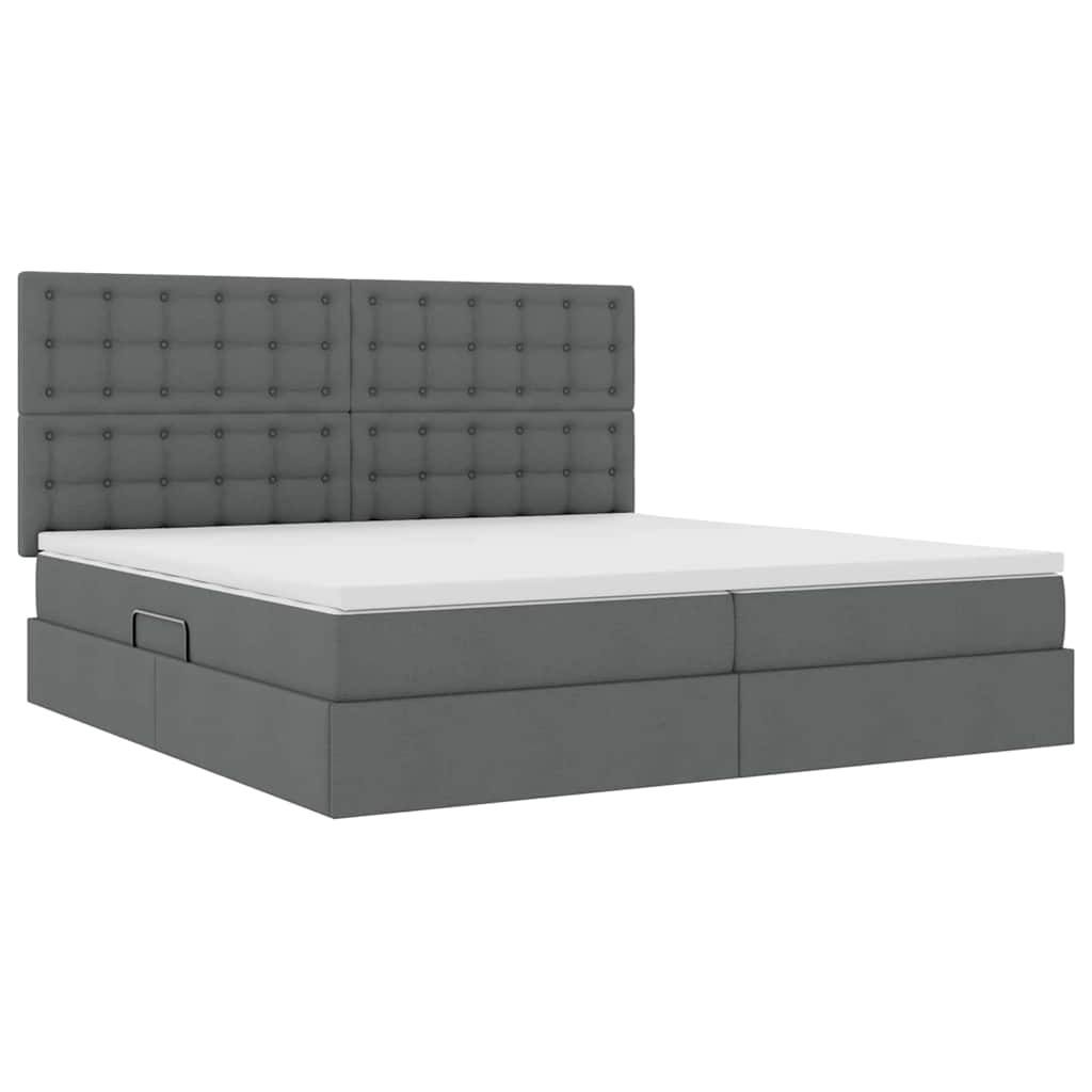 Letto con testiera Grigio scuro 200 x 200 cm Tessuto