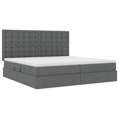 Letto con testiera Grigio scuro 200 x 200 cm Tessuto