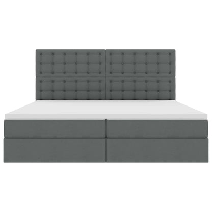 Letto con testiera Grigio scuro 200 x 200 cm Tessuto