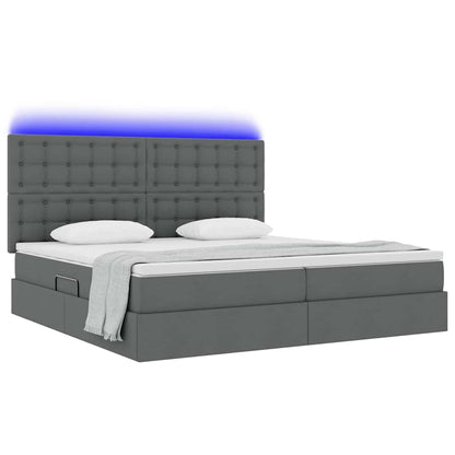 Letto con contenitore LED e materasso Grigio Scuro 200 x 200 cm | homemem39
