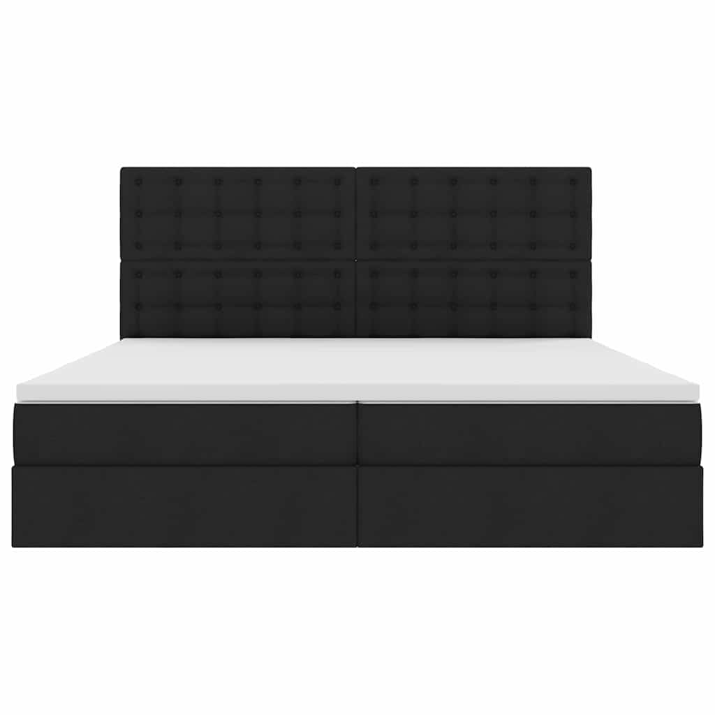 Letto con luci a strisce a LED Nero 200 x 200 cm Tessuto