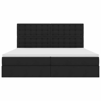 Letto con luci a strisce a LED Nero 200 x 200 cm Tessuto