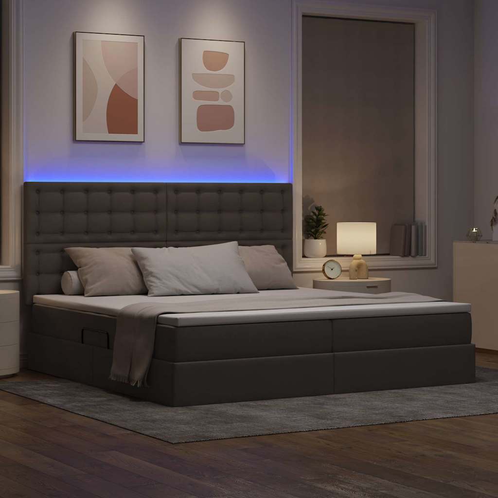 Letto con contenitore LED e materasso Tortora 200 x 200 cm | homemem39