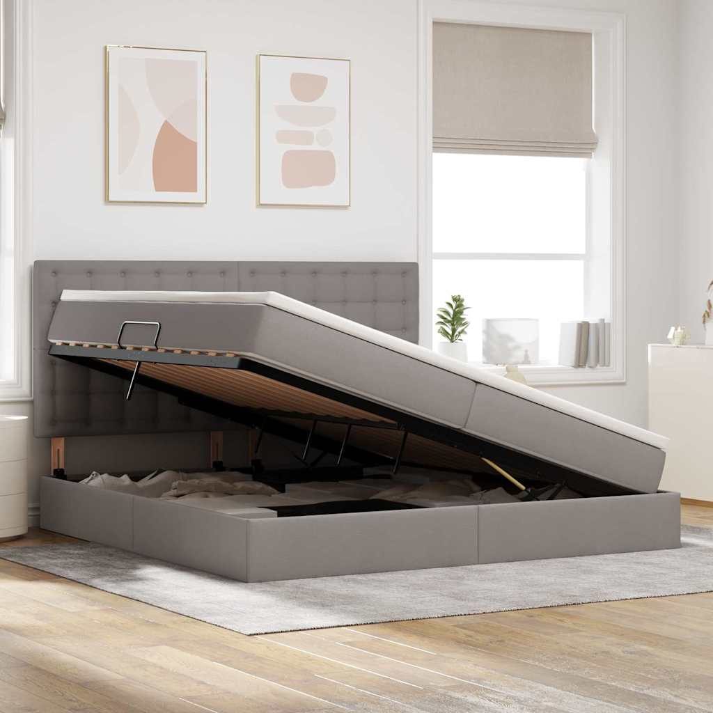 Letto con contenitore LED e materasso Tortora 200 x 200 cm | homemem39