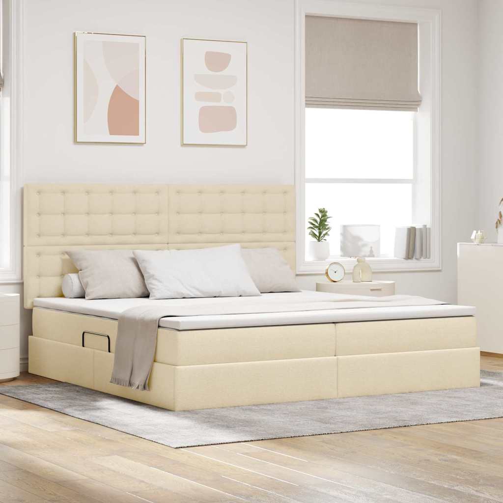Letto con contenitore LED e materasso Crema 200 x 200 cm | homemem39
