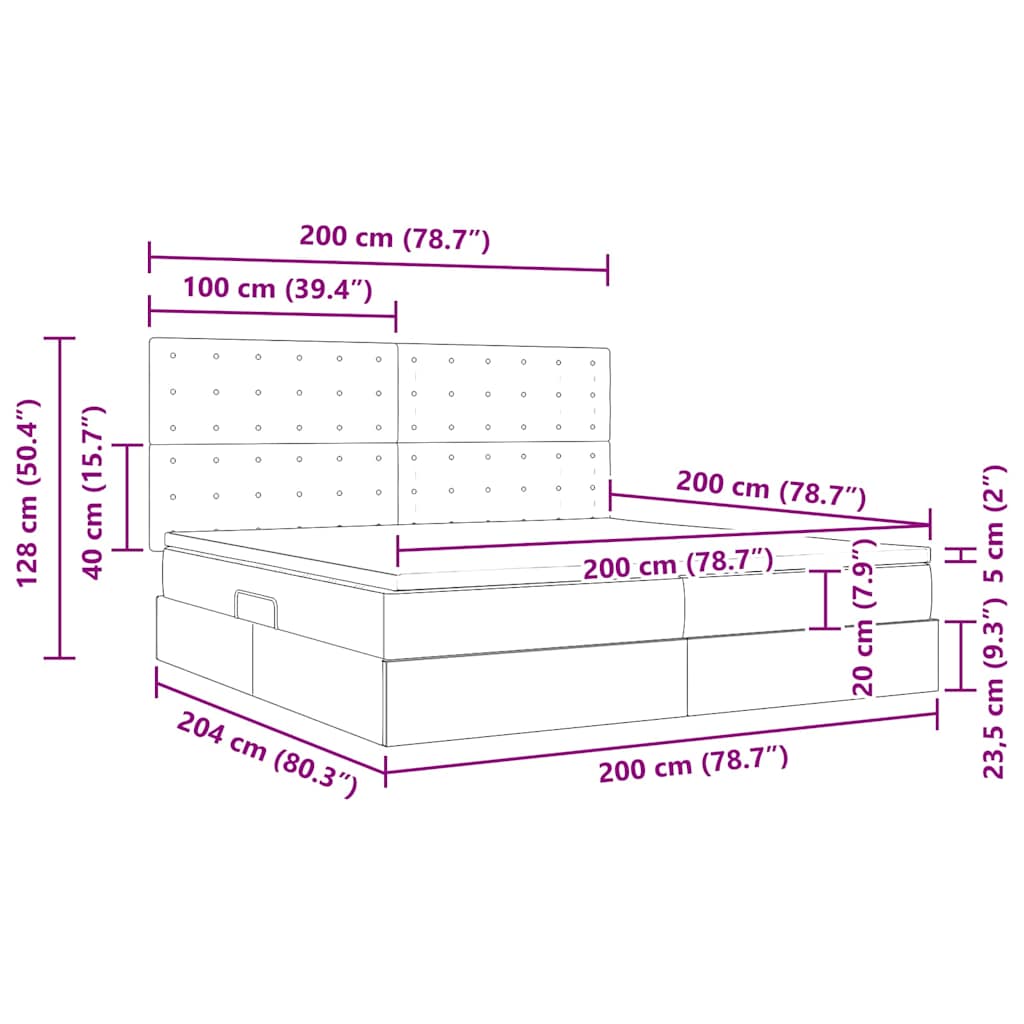 Letto con luci a strisce a LED Blu 200 x 200 cm Tessuto