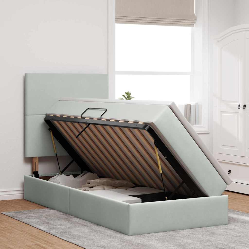 Letto con contenitore LED e materasso Grigio Chiaro 90 x 190 cm | homemem39