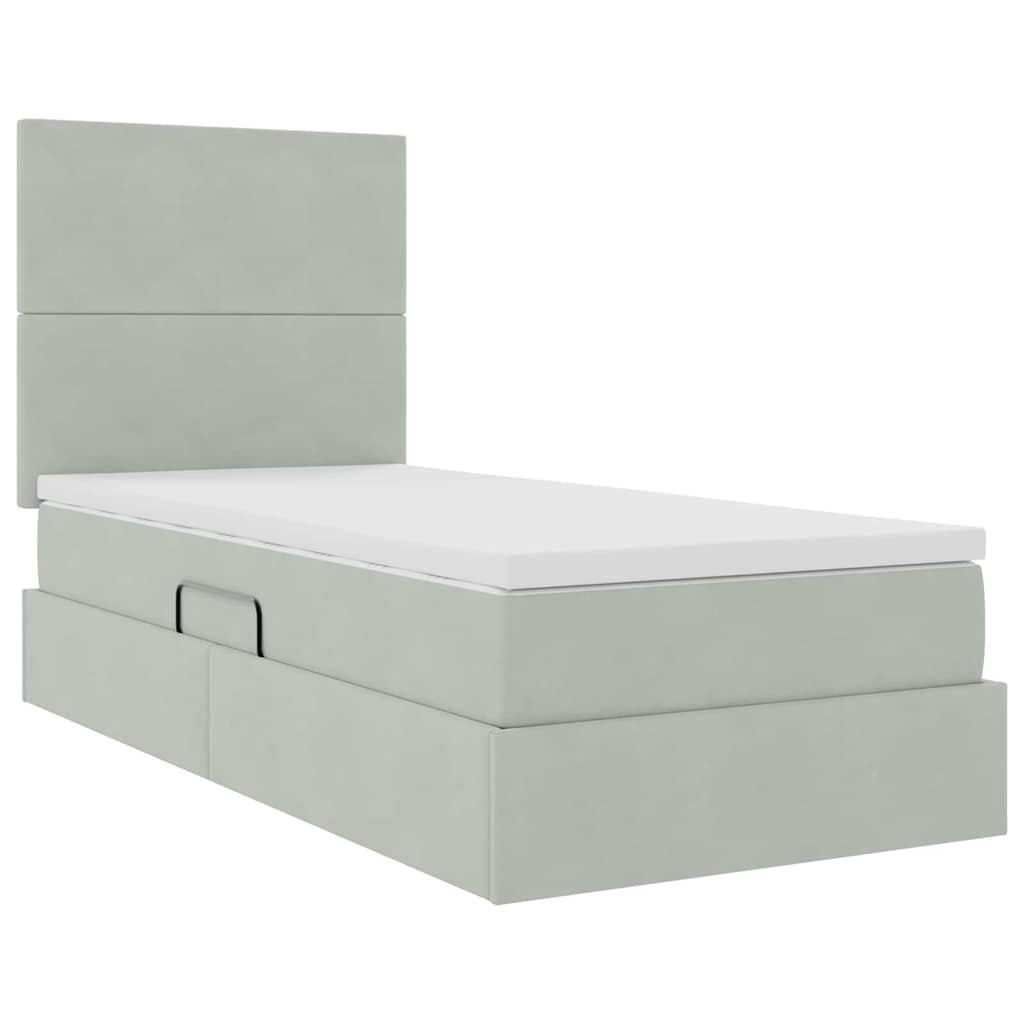 Letto con contenitore LED e materasso Grigio Chiaro 90 x 190 cm | homemem39