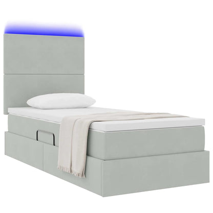 Letto con contenitore LED e materasso Grigio Chiaro 90 x 190 cm | homemem39