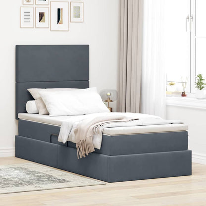 Letto con contenitore LED e materasso Grigio Scuro 90 x 190 cm | homemem39