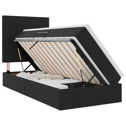 Letto con contenitore LED e materasso Nero 90 x 190 cm Velluto | homemem39