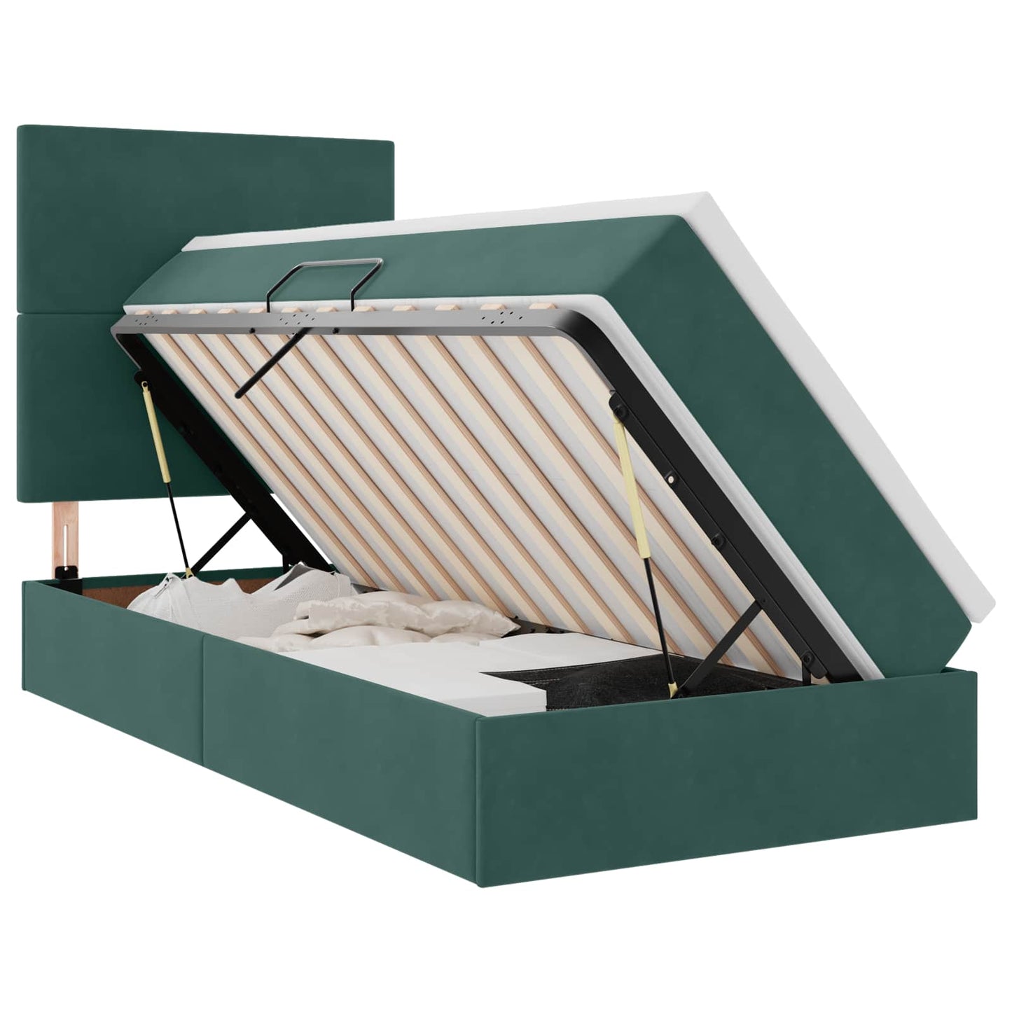 Letto con contenitore LED e materasso Verde Scuro 90 x 190 cm | homemem39