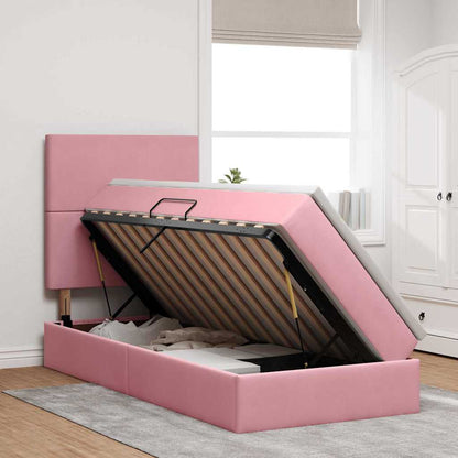 Letto con contenitore LED e materasso Rosa 90 x 190 cm Velluto | homemem39