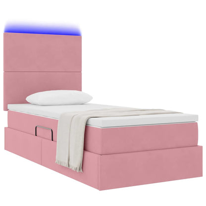 Letto con contenitore LED e materasso Rosa 90 x 190 cm Velluto | homemem39