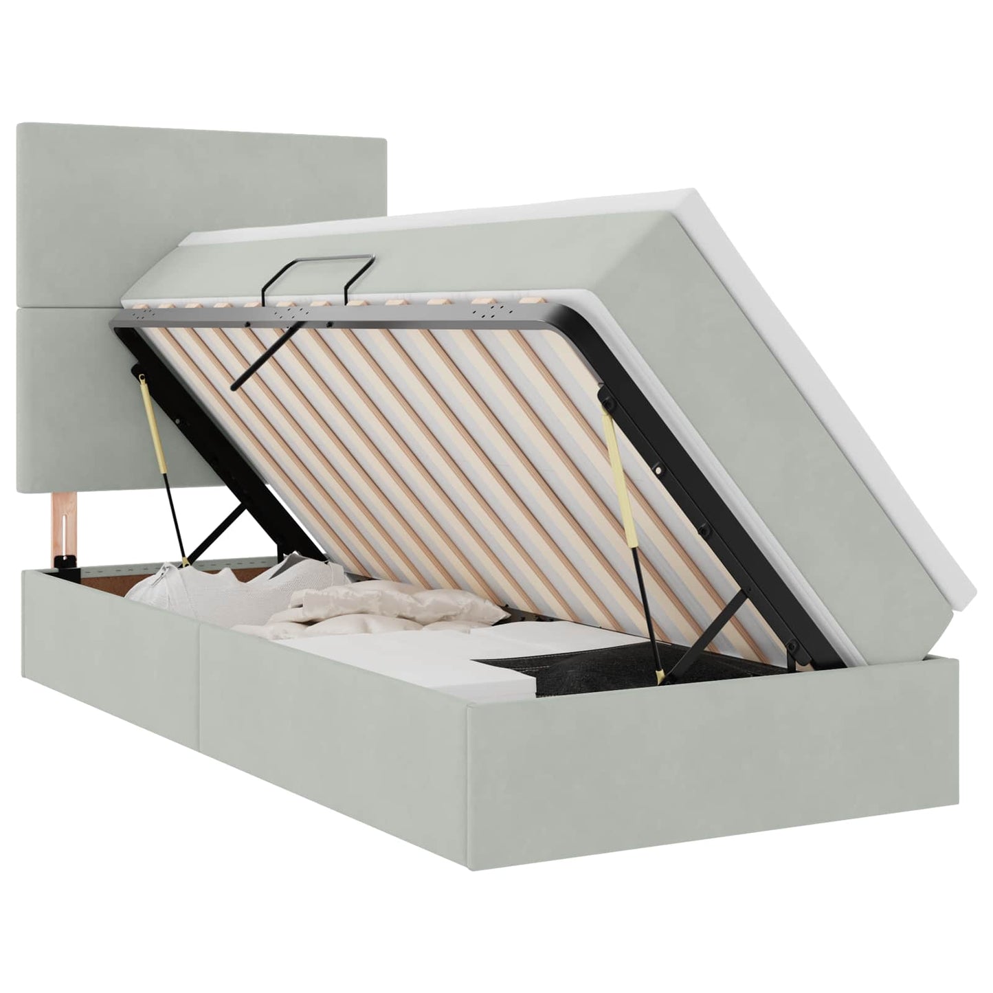 Letto con contenitore LED e materasso Grigio Chiaro 90 x 200 cm | homemem39