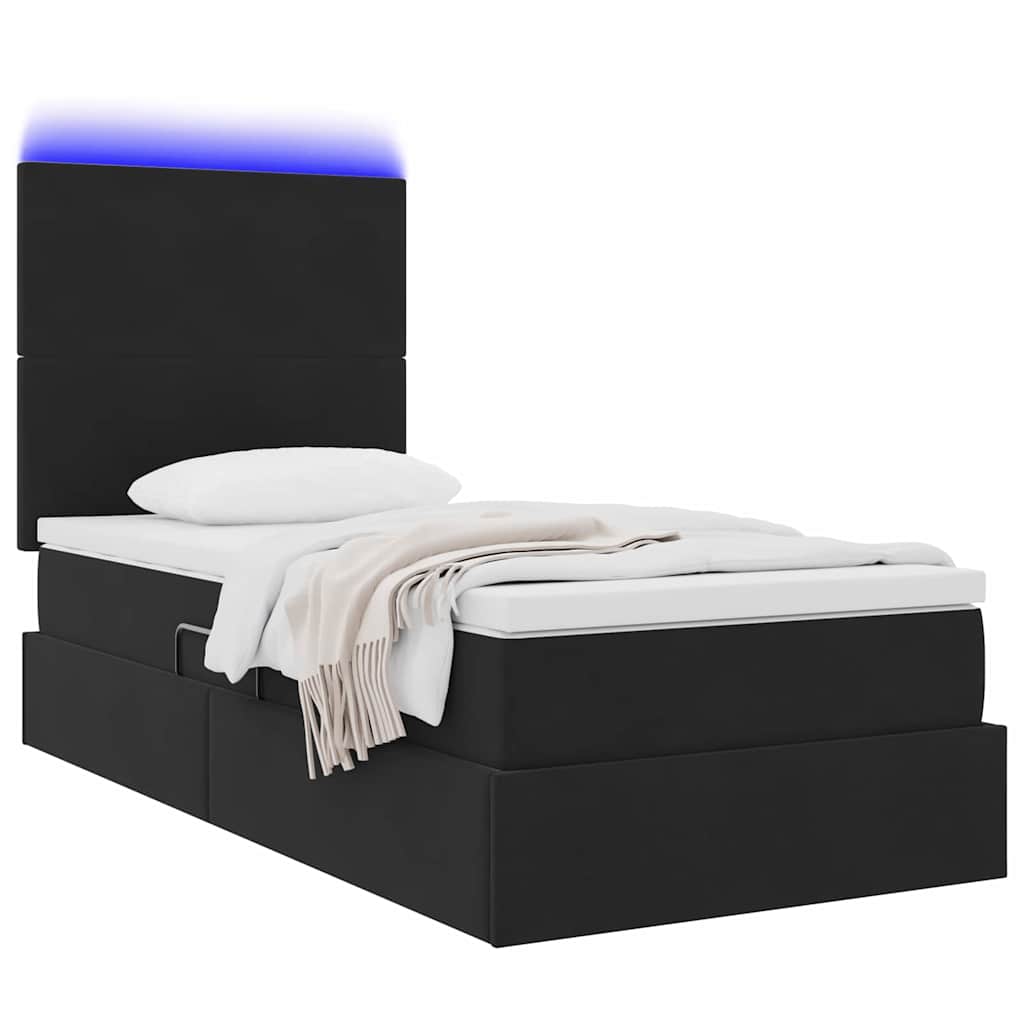 Letto con contenitore LED e materasso Nero 90 x 200 cm Velluto | homemem39