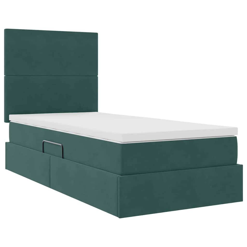Letto con contenitore LED e materasso Verde Scuro 100 x 200 cm | homemem39