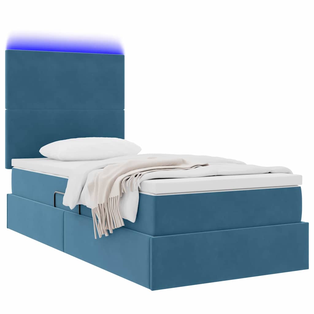 Letto con contenitore LED e materasso Blu Scuro 100 x 200 cm | homemem39