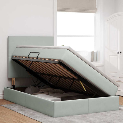 Letto con contenitore LED e materasso Grigio Chiaro | homemem39