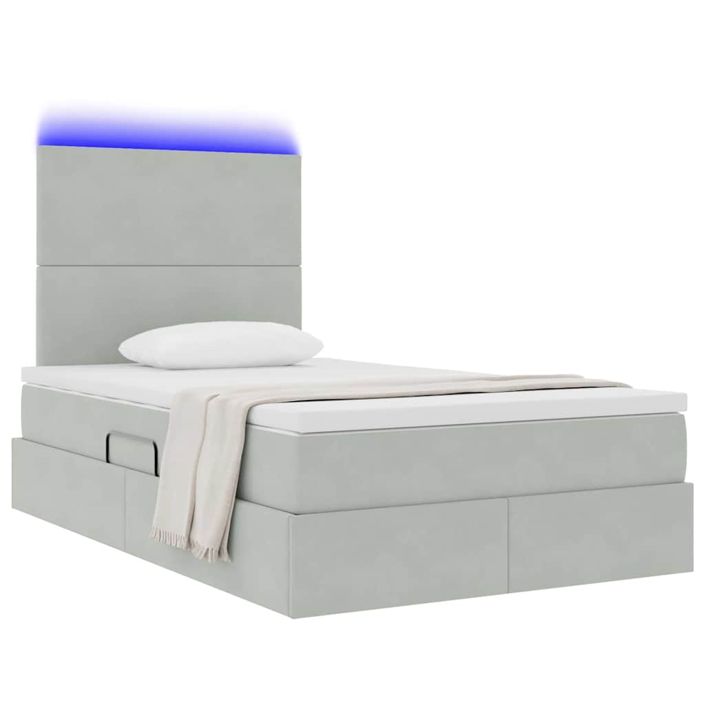 Letto con contenitore LED e materasso Grigio Chiaro | homemem39