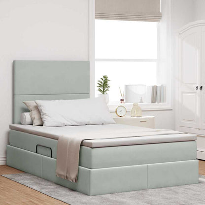 Letto con testiera Grigio chiaro 120 x 200 cm Velluto