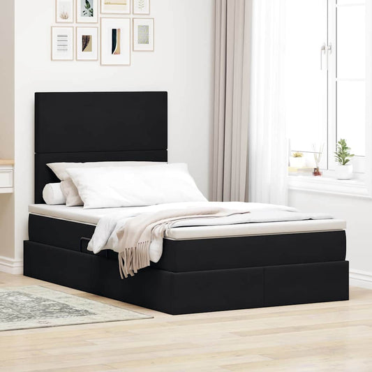 Letto con contenitore LED e materasso Nero 120 x 200 cm Velluto | homemem39
